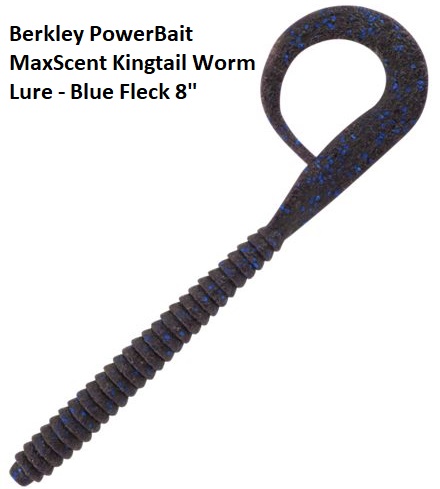 Berkley PowerBait MaxScent Kingtail Worm Lure Blue Fleck 8 Inch