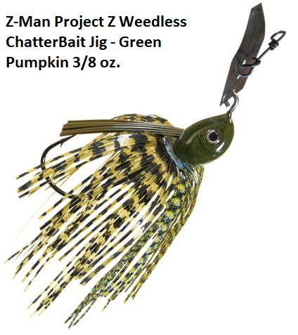 Z-Man Project Z Weedless ChatterBait Jig Green Pumpkin 3 8 oz